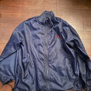 Vintage USA Olympic Team Navy Blue Mesh Lined Nylon Windbreaker Logo Jacket